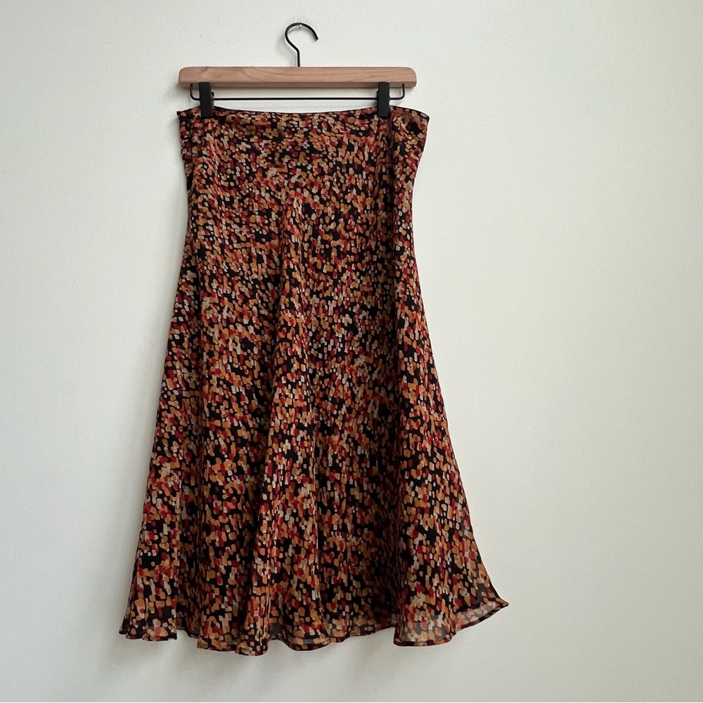LES COPAINS Made In Italy 100% Silk Midi Skirt Geometric Retro Hipster Fall 44 - Picture 6 of 12